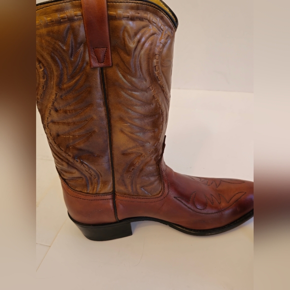 Ramrods Unisex Cowboy Western Pull Up Leather Boots Tan Brown Size 10.5 D - Picture 8 of 17